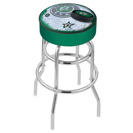 Holland Bar Stool Co 30" Dallas Stars Cushion Seat, 2-Ring Chrome Swivel Bar Stool L7C130DalSta-D2